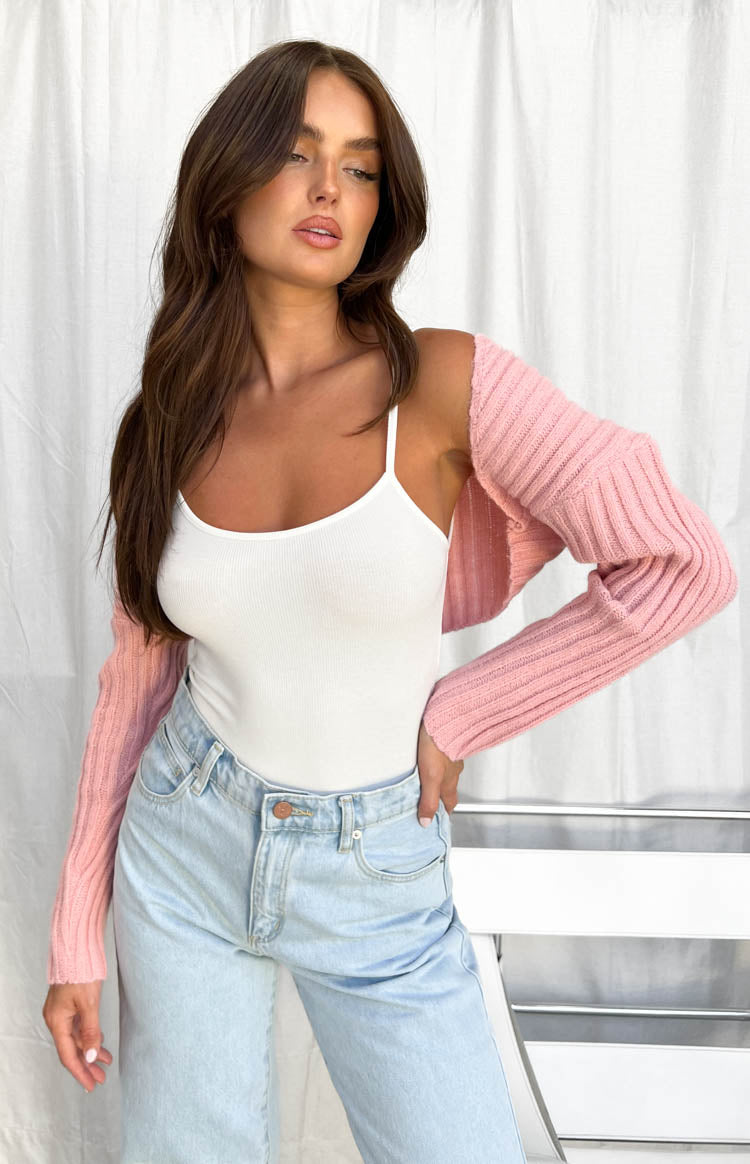Elsa Pink Rib Knit Bolero