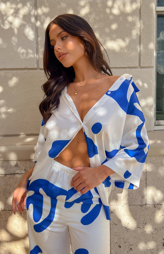 Karren Blue Print Top