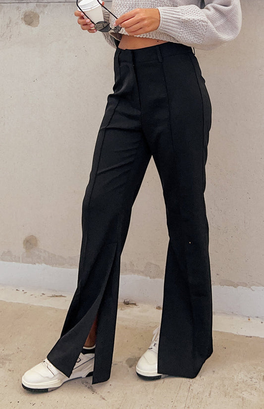 Katrine Black Split Hem Pants