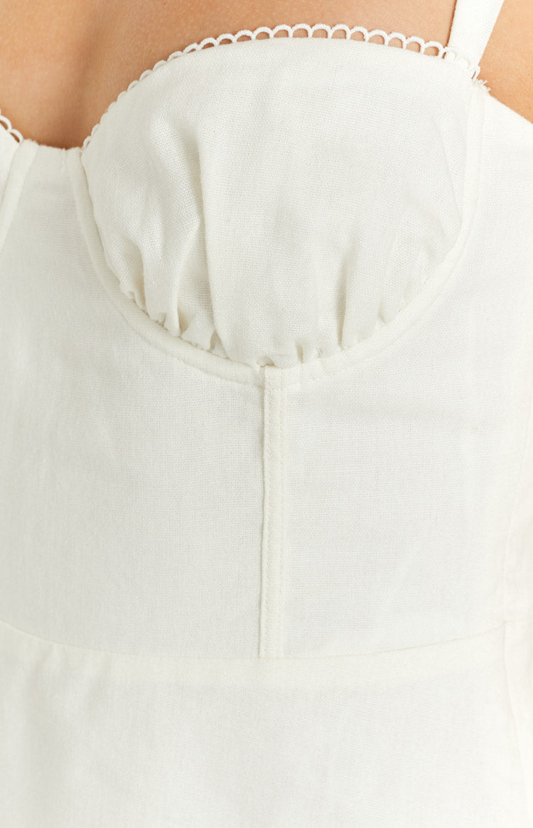 Sabrina White Linen Blend Mini Dress