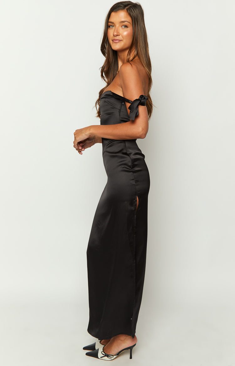 Sheridan Black Satin Maxi Dress