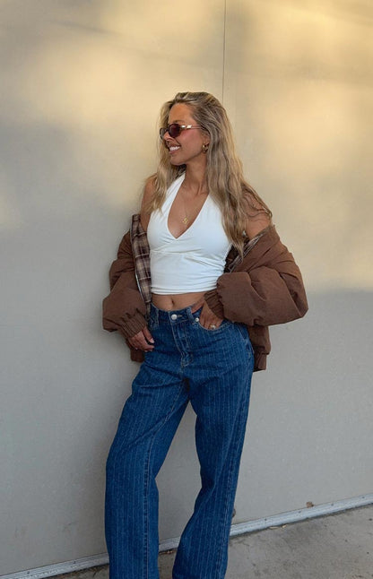 All I Wanted Brown Plaid Puffer Jacket