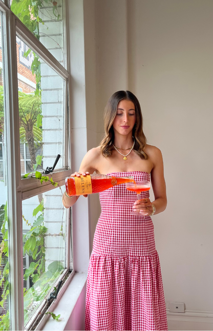 Angela Red Gingham Maxi Dress