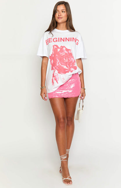 Beginning Rose White Tee