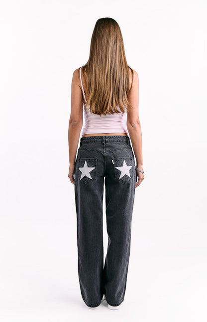 Charli Black Low Waist Baggy Leg Jeans