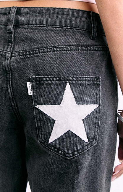 Charli Black Low Waist Baggy Leg Jeans