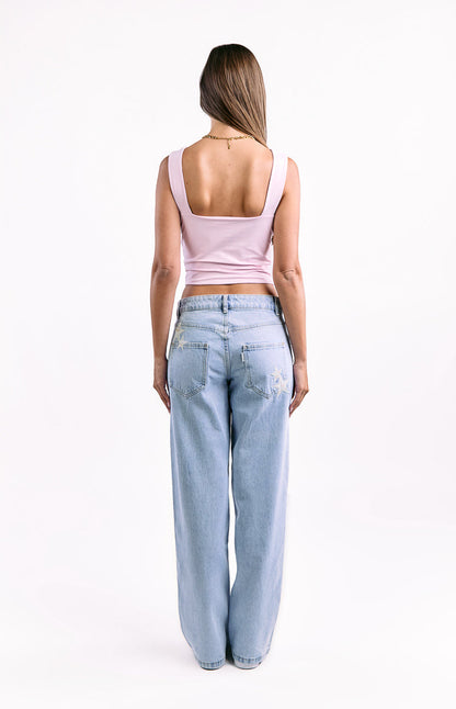 Charli Light Wash Low Waist Baggy Leg Jeans