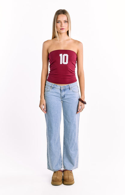 Daisy Burgundy Strapless Top