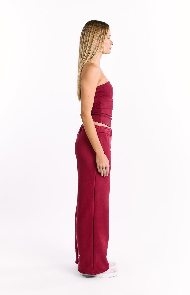 Dania Burgundy Leopard Star Track Pants