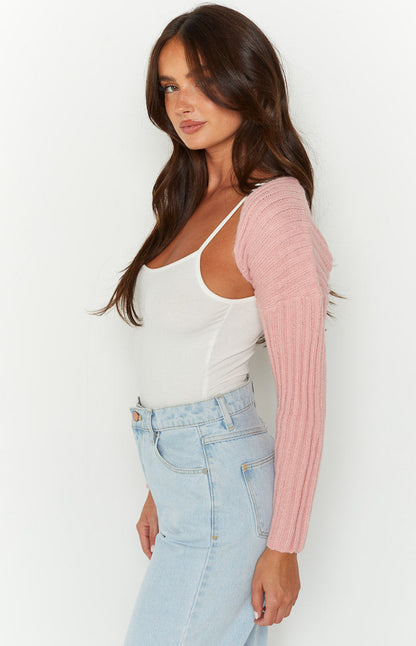 Elsa Pink Rib Knit Bolero