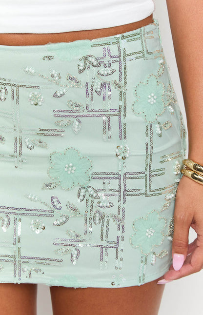Evonie Green Sequin Mini Skirt