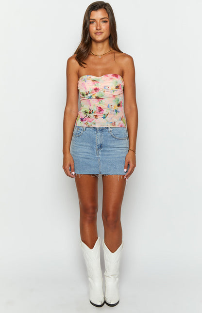 Gill Pink Floral Mesh Top