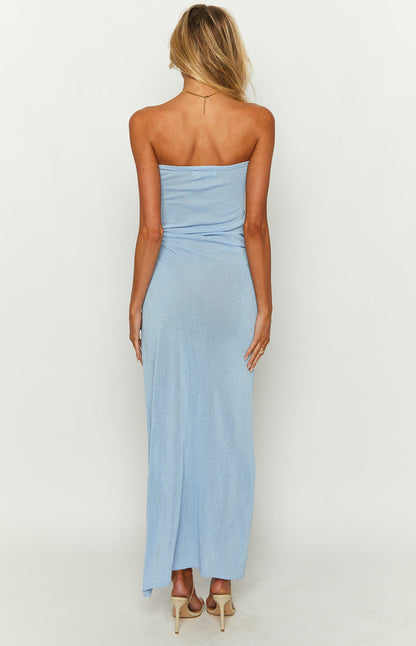 Girls' Night Out Blue Knit Midi Dress