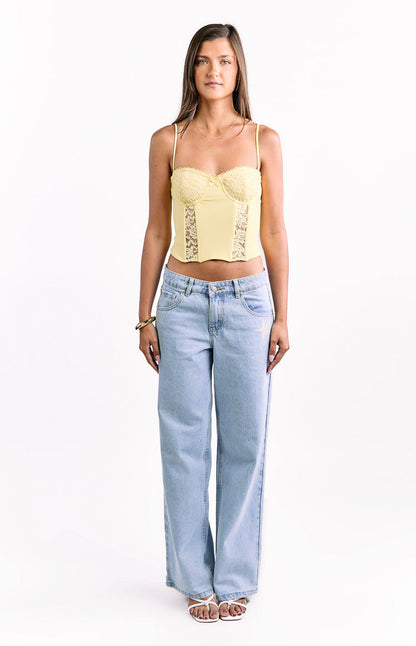 Gwen Yellow Lace Corset Top