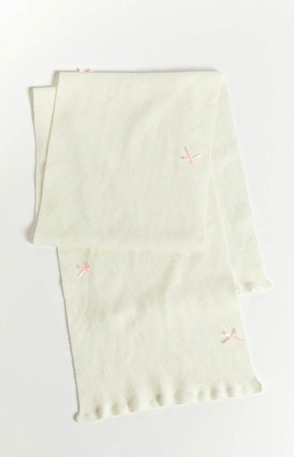 Izzy White Knitted Bow Scarf