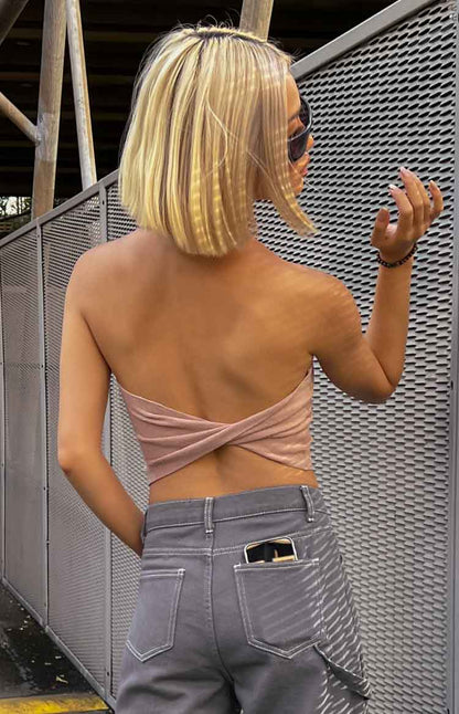 Jessica Latte Twist Front Bandeau Top