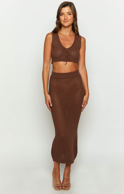 Jimmi Brown Knit Crop Top