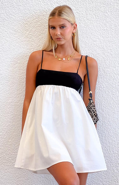 Karia White Contrast Mini Dress