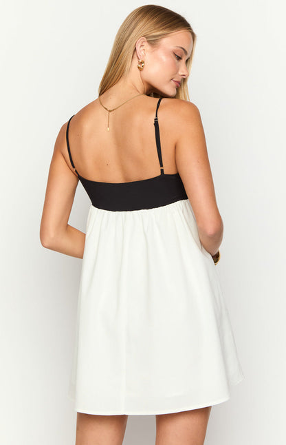 Karia White Contrast Mini Dress