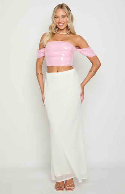 Klara Pink Sequin Crop Top