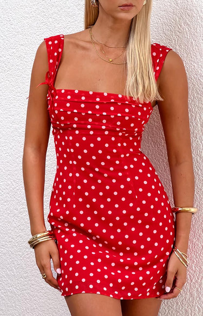 Layla Red Polka Dot Tie Back Mini Dress