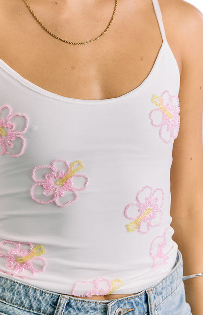 Mallorie White Beaded Top