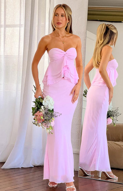 Myrna Pink Strapless Top