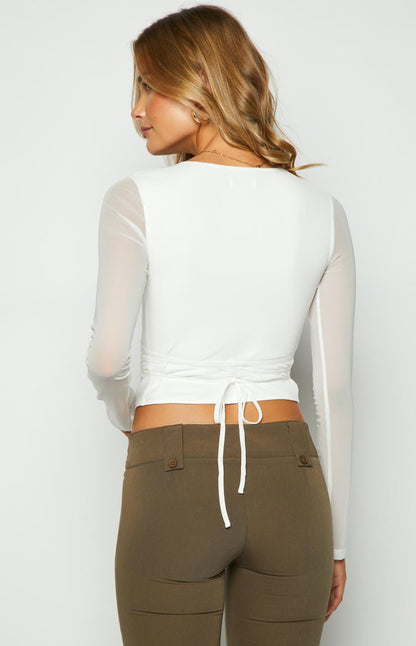 Onnika White Long Sleeve Top