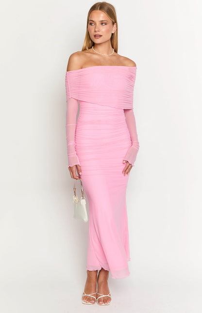 Opal Pink Long Sleeve Maxi Dress