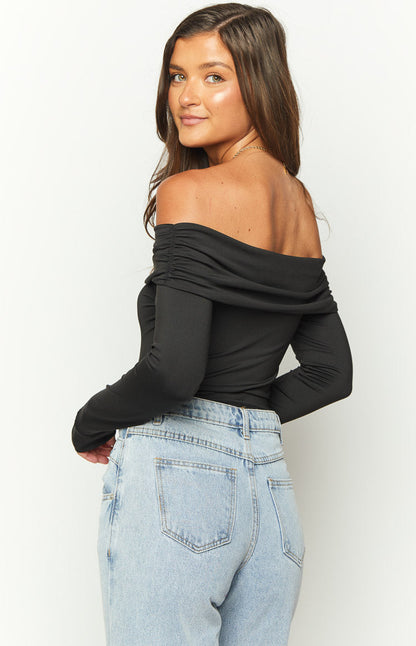 Phoenix Black Off Shoulder Bodysuit
