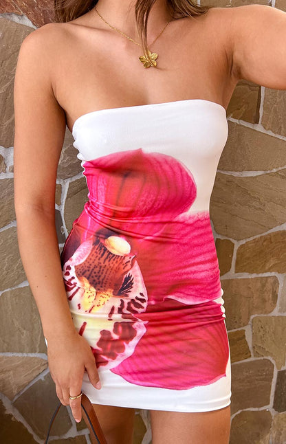 Pollen White Orchid Mini Dress