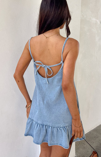 Poppet Mid Wash Denim Mini Dress