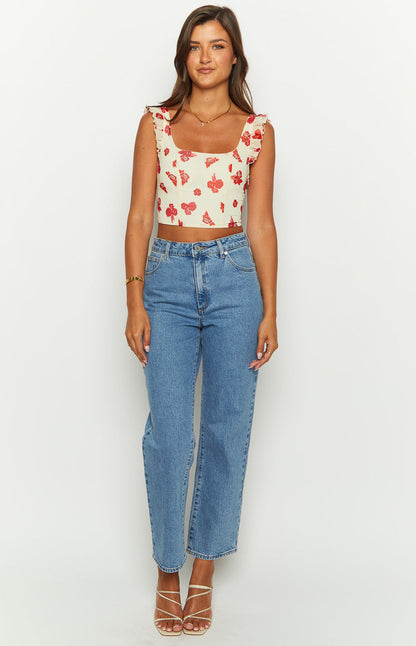 Rachel Rosie Cream Crop Top