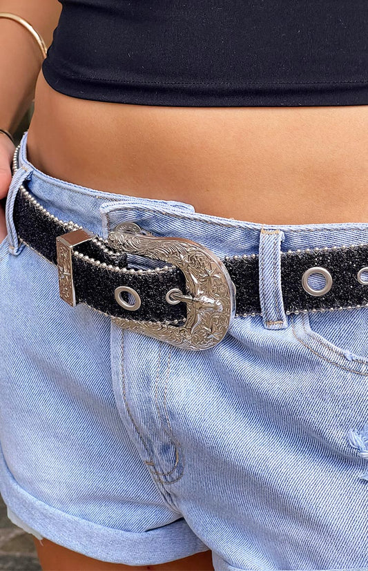 Western Black Sparkle Belt