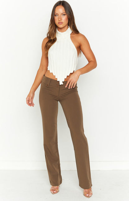 Izi White Knit High Neck Top