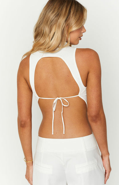 Wild Side White Backless Top