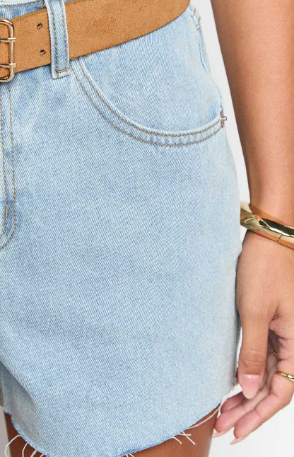 Winnie Star Light Wash Denim Shorts