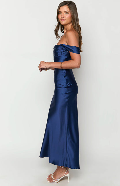 Ella Navy Off Shoulder Formal Maxi Dress