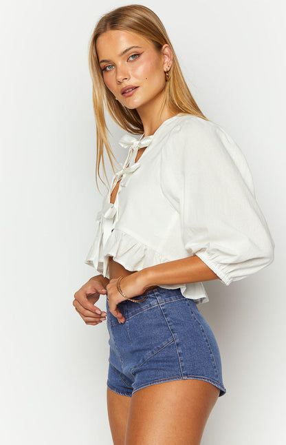 Leisha Dark Denim Micro Shorts